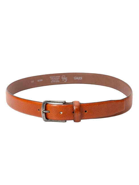 SANTA CROCE Bedruckter, abgerundeter Lederg&uuml;rtel Tabak - G&uuml;rtel