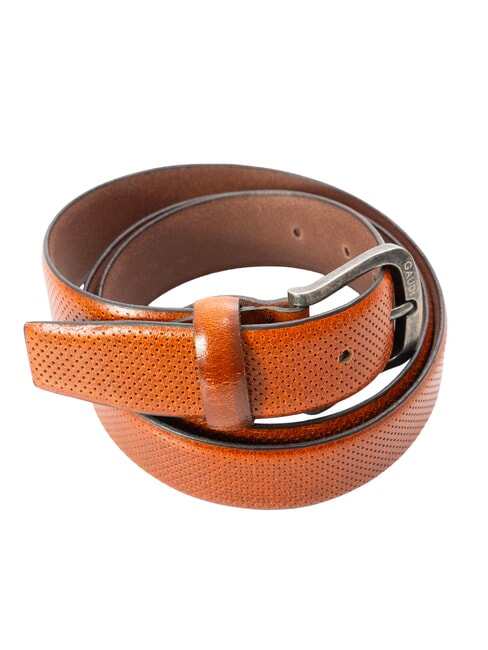 SANTA CROCE Bedruckter, abgerundeter Lederg&uuml;rtel Tabak - G&uuml;rtel