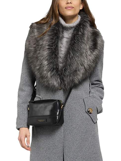 IOLANDA Kleine Schultertasche aus Leder Schwarzes Gold - Damentaschen