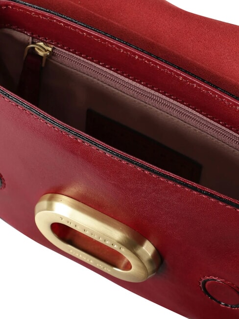 ILARIA Mini-Umh&auml;ngetasche aus Leder Johannisbeere / Gold - Damentaschen