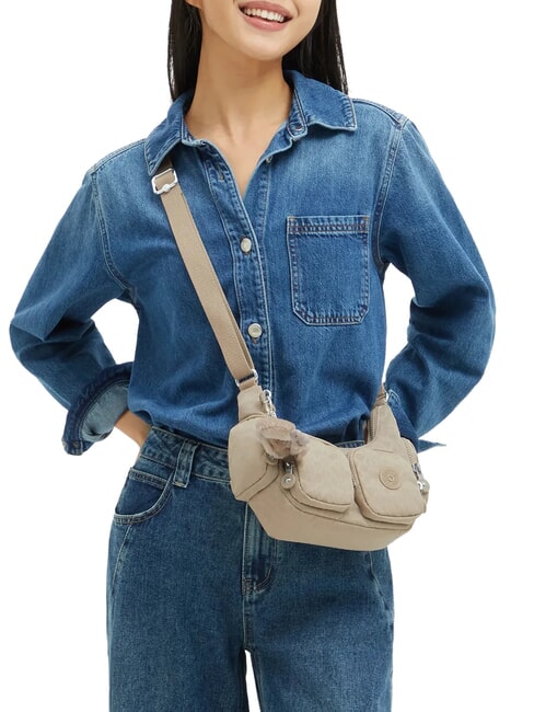 RIKKA MINI Umh&auml;ngetasche charakteristisches Beige mit Pr&auml;gung - Damentaschen