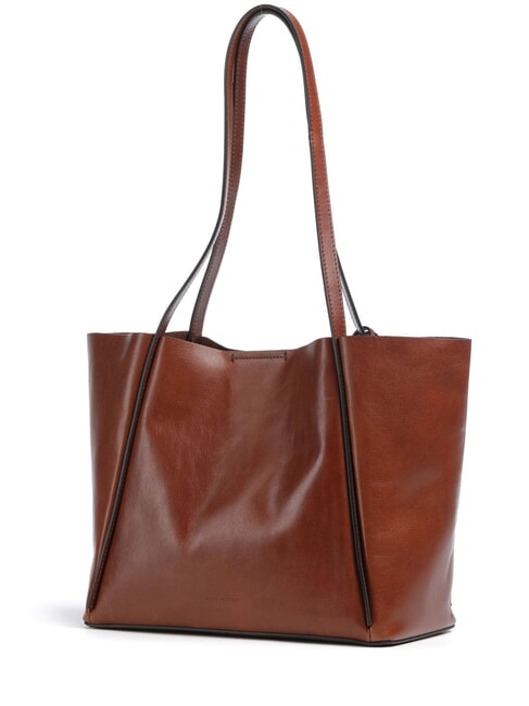 ICONS Leder-Shopper-Tasche mit Clutch BRAUN - Damentaschen