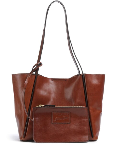 ICONS Leder-Shopper-Tasche mit Clutch BRAUN - Damentaschen