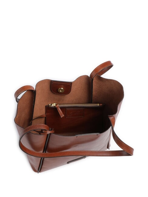 ICONS Leder-Shopper-Tasche mit Clutch BRAUN - Damentaschen