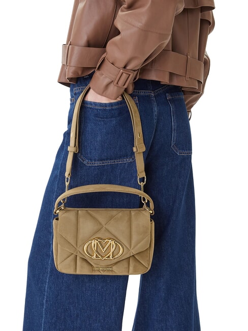 EMBOSSED Mini-Handtasche mit Schulterriemen Sand - Damentaschen