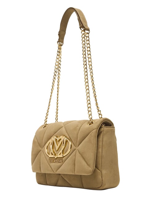 EMBOSSED Kleine Schultertasche mit Kette Sand - Damentaschen
