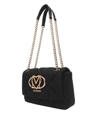 LOVE MOSCHINO EMBOSSED Kleine Schultertasche mit Kette Schwarz - Damentaschen - 3