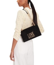 LOVE MOSCHINO PATCHY Schultertasche mit Kette Schwarz - Damentaschen - 2