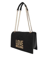 LOVE MOSCHINO PATCHY Schultertasche mit Kette Schwarz - Damentaschen - 3