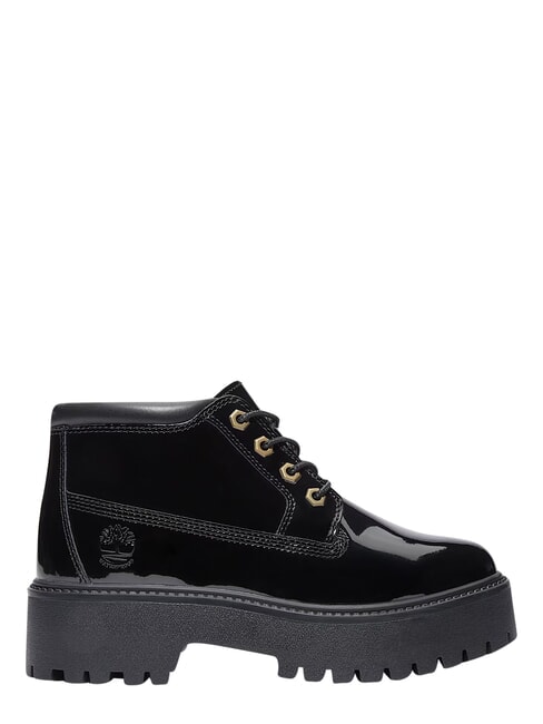 STONE STREET Wasserdichter Lederstiefeletten schwarzes Lackleder - Damenschuhe