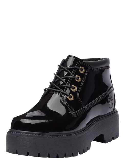 STONE STREET Wasserdichter Lederstiefeletten schwarzes Lackleder - Damenschuhe