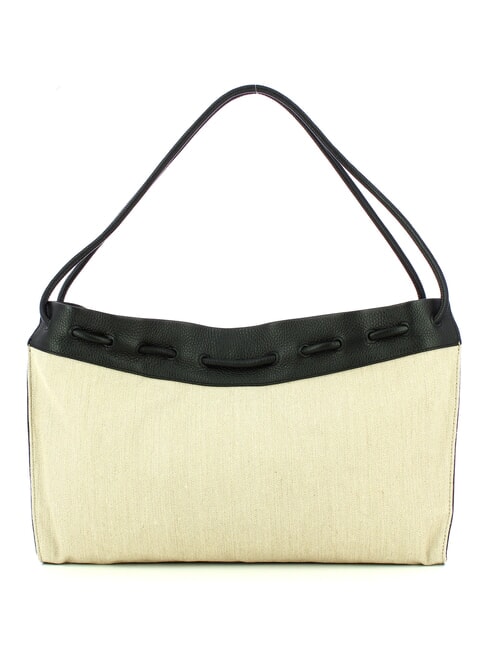 CAMPIONARIO - ISABELA CANVAS Hobo-Tasche aus Canvas und Leder natur / schwarz - Damentaschen