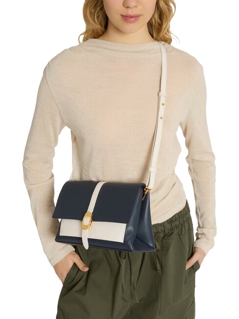 CAMPIONARIO - DORIAN BICOLOR Schultertasche aus Leder midnig.b/blanco - Damentaschen