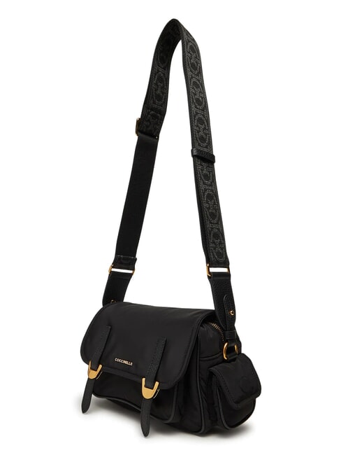 CAMPIONARIO - CAMPUS PUFFY NY Umh&auml;ngetasche aus Nylon und Leder Schwarz - Damentaschen