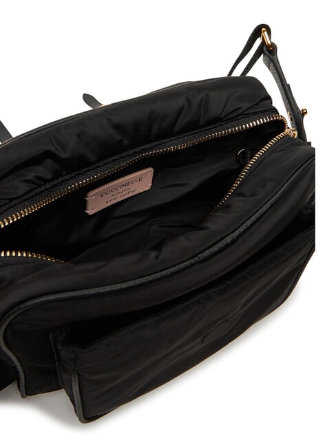CAMPIONARIO - CAMPUS PUFFY NY Umh&auml;ngetasche aus Nylon und Leder Schwarz - Damentaschen