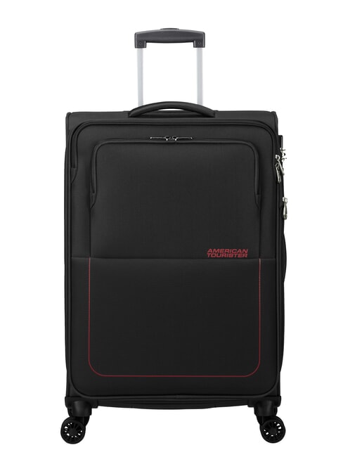 AIR WAVE Kabinen- + Mittel- + Gro&szlig;-Trolley-Set SCHWARZ ROT - Trolleyset