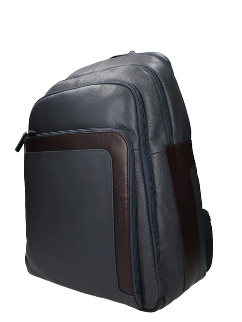 X1 15,6-Zoll-Laptop-Rucksack aus Leder blau / braun - PC-Rucks&auml;cke