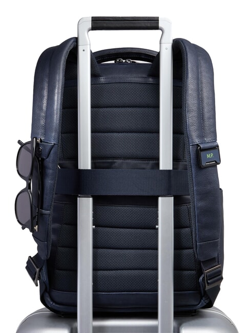 CRONUS 14-Zoll-Laptop-Rucksack aus Leder Blau - PC-Rucks&auml;cke