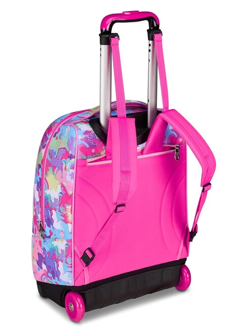 CUCCIOLI 2-r&auml;driger Trolley-Rucksack, fest montiert fuchsiafluo - Rucks&auml;cke mit Trolleyfunktion