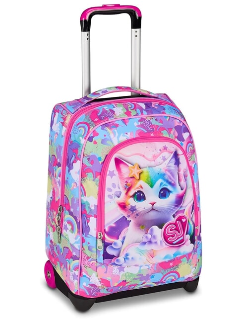 CUCCIOLI 2-r&auml;driger Trolley-Rucksack, fest montiert fuchsiafluo - Rucks&auml;cke mit Trolleyfunktion