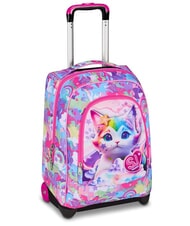 SJGANG CUCCIOLI 2-r&auml;driger Trolley-Rucksack, fest montiert fuchsiafluo - Rucks&auml;cke mit Trolleyfunktion - 5