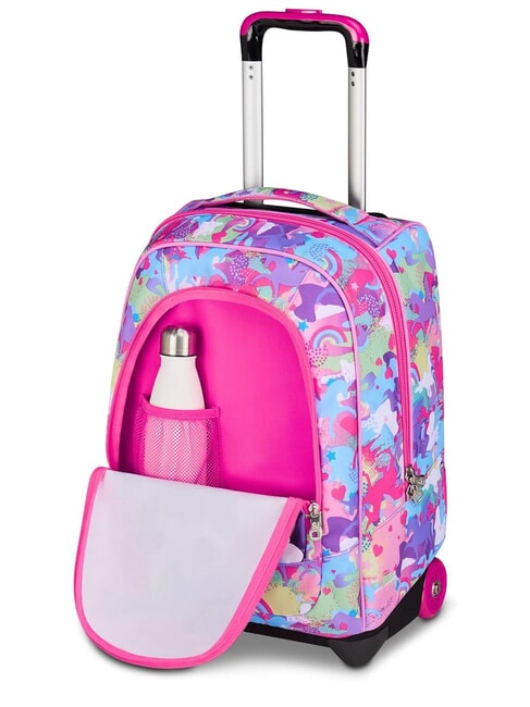 CUCCIOLI 2-r&auml;driger Trolley-Rucksack, fest montiert fuchsiafluo - Rucks&auml;cke mit Trolleyfunktion