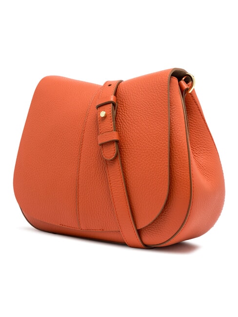 HELENA ROUND Ledertasche mit doppeltem Schultergurt Koralle - Damentaschen