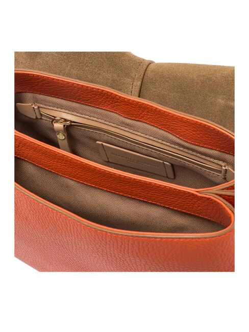 HELENA ROUND Ledertasche mit doppeltem Schultergurt Koralle - Damentaschen