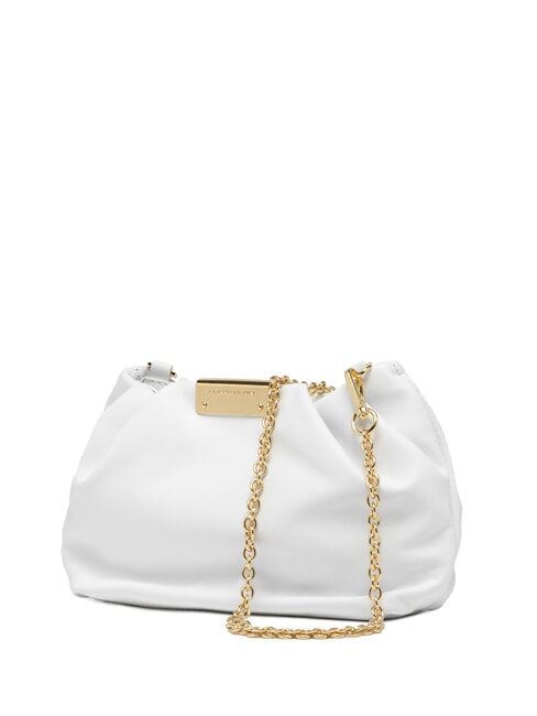 PERLA Clutch aus Leder mit Kette Wei&szlig; - Damentaschen