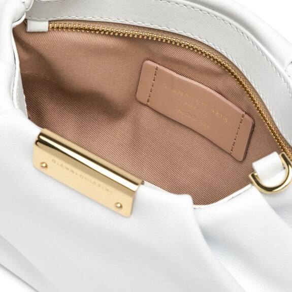 PERLA Clutch aus Leder mit Kette Wei&szlig; - Damentaschen