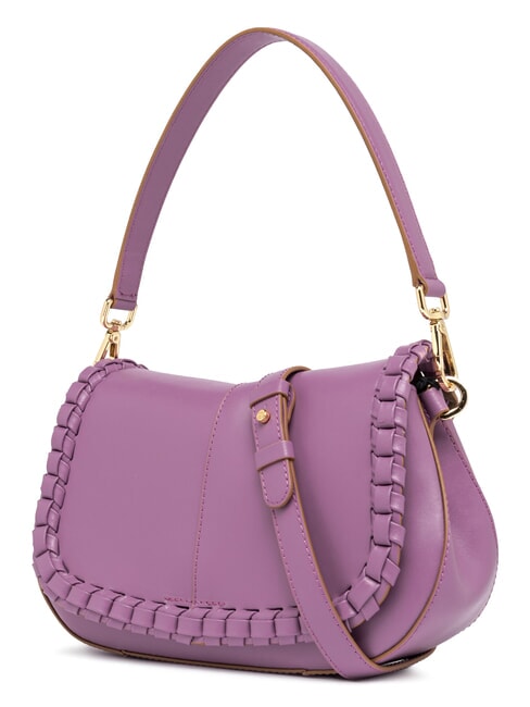 HELENA ROUND Ledertasche mit Klappe Argyle-Lila - Damentaschen