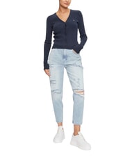 TOMMY HILFIGER TH JEANS Lang&auml;rmelige Strickjacke dunkle Nachtmarine-Melange - Damenpullover - 2