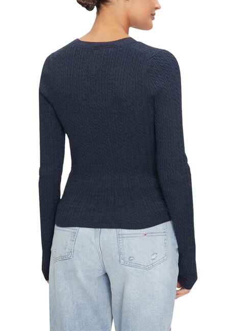 TH JEANS Lang&auml;rmelige Strickjacke dunkle Nachtmarine-Melange - Damenpullover