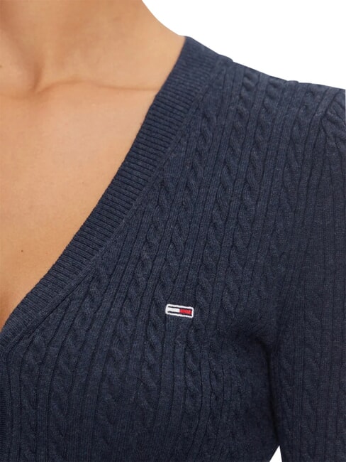 TH JEANS Lang&auml;rmelige Strickjacke dunkle Nachtmarine-Melange - Damenpullover