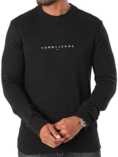 TH JEANS Rundhals-Baumwollpullover Schwarz - Herrenpullover