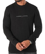 TOMMY HILFIGER TH JEANS Rundhals-Baumwollpullover Schwarz - Herrenpullover - 4