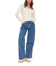 TOMMY HILFIGER TH JEANS Lang&auml;rmelige Strickjacke uralte wei&szlig;e Melange - Damenpullover - 3