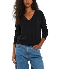 TOMMY HILFIGER TH JEANS Pullover mit V-Ausschnitt Schwarz - Damenpullover - 2
