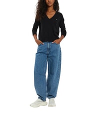 TOMMY HILFIGER TH JEANS Pullover mit V-Ausschnitt Schwarz - Damenpullover - 4