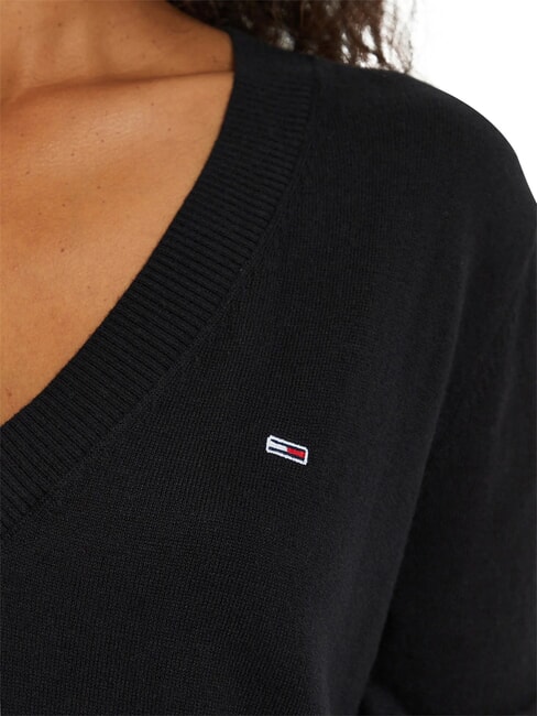 TH JEANS Pullover mit V-Ausschnitt Schwarz - Damenpullover