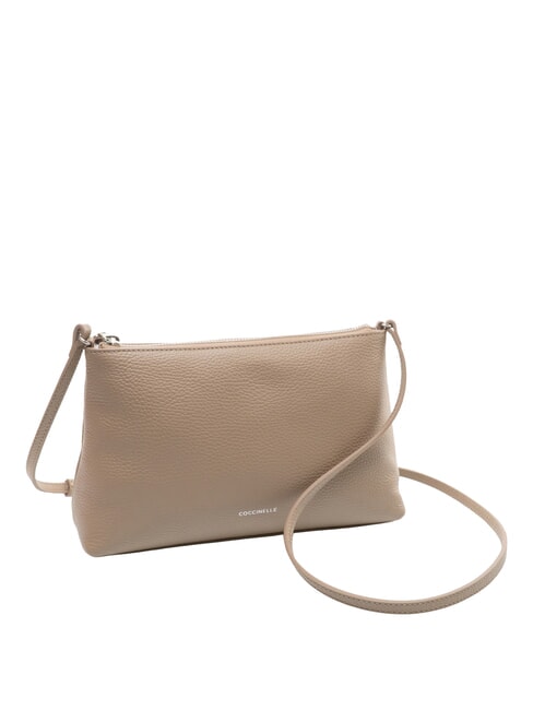 AGATEA Schultertasche, Leder warmes Taupe - Damentaschen