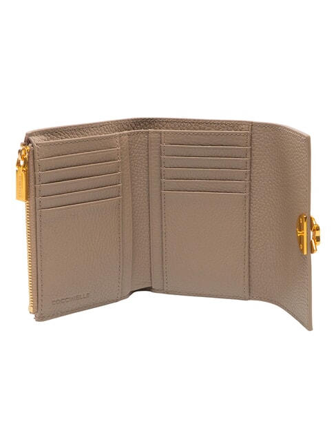 BINXIE Geldb&ouml;rse mit M&uuml;nzfach, aus Leder warmes Taupe - Brieftaschen Damen