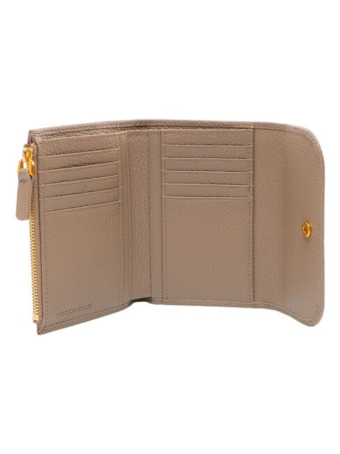 DEW Geldb&ouml;rse mit M&uuml;nzfach, aus Leder warmes Taupe - Brieftaschen Damen