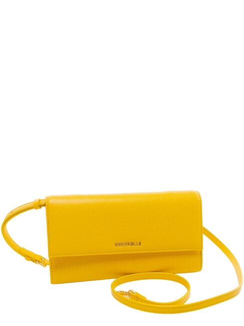 METALLIC SOFT Lederclutch mit Schulterriemen sonnig - Damentaschen
