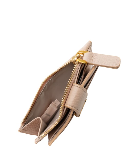 DEW Kartenetui aus Leder mit M&uuml;nzfach Rosetten - Brieftaschen Damen