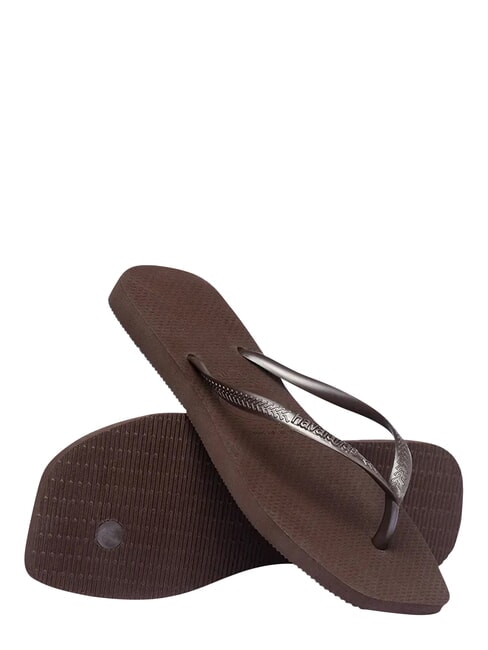 SLIM SQUARE Flip-Flops mit quadratischer Zehenpartie Dunkelbro - Damenschuhe