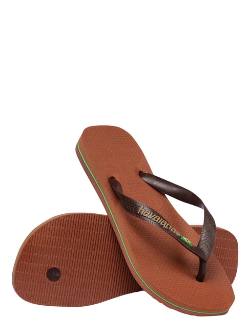BRASIL LOGO Flip-Flops f&uuml;r Herren Rostbraun/dunkelbraun - Schuhe Unisex