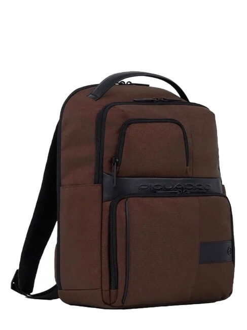 WOLLEM Rucksack aus Leder und Stoff, 14-Zoll-Laptophalter BRAUN - PC-Rucks&auml;cke