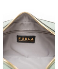 FURLA GARDENIA Kameratasche aus Leder mit Keria-Print Mineralgr&uuml;n + Eist&ouml;ne - Damentaschen - 5
