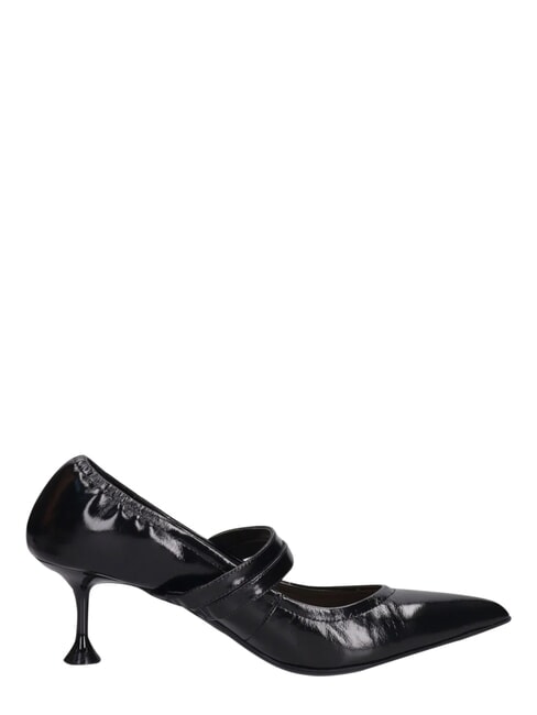 ME25 6 cm hoher Dekollet&eacute;-Absatz aus Leder Schwarz - Damenschuhe